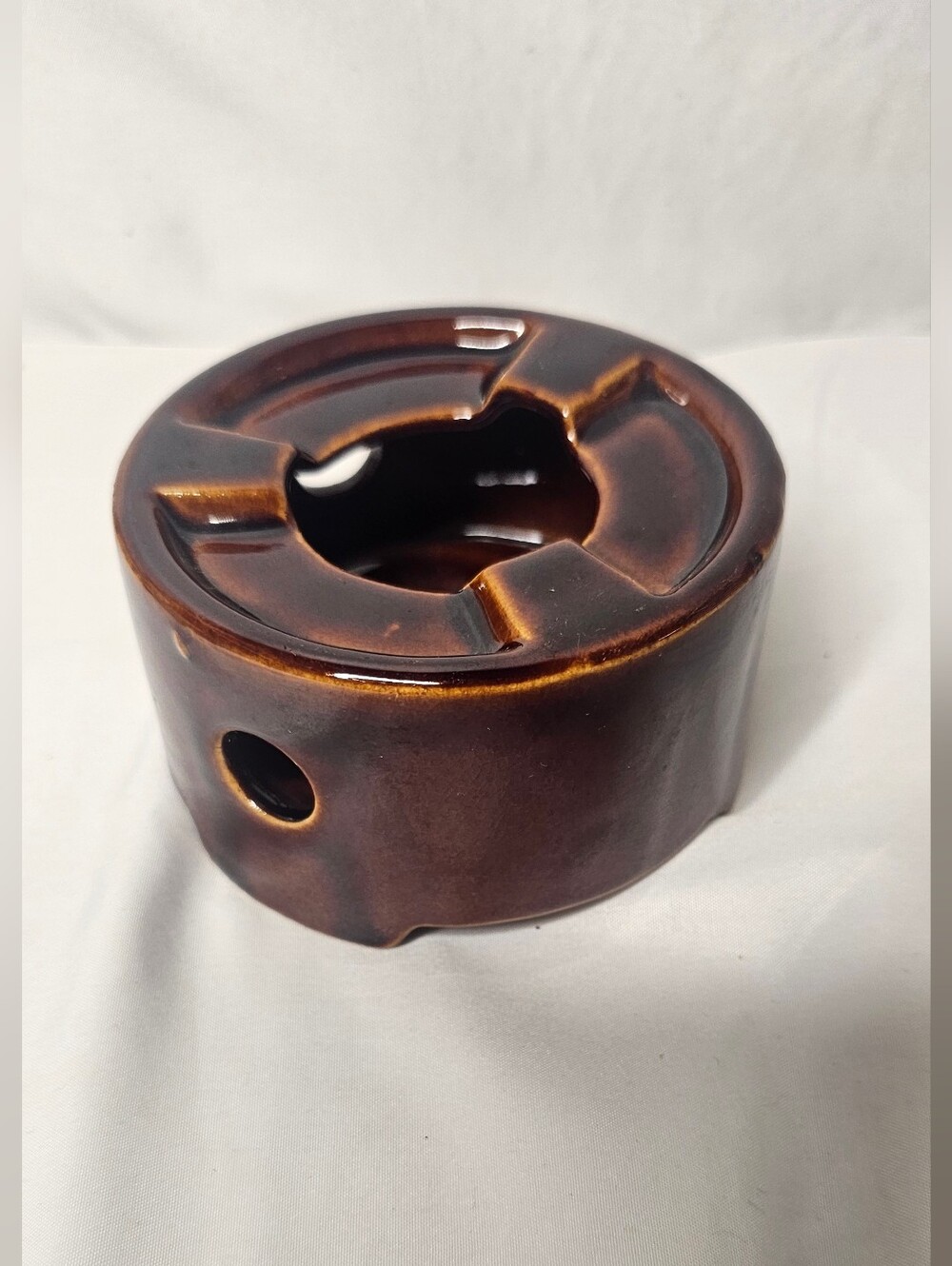 Vintage Brown Ceramic Teapot Warmer Fondue Burner Tea Light Holder Taiwan 4" - Picture 3 of 8